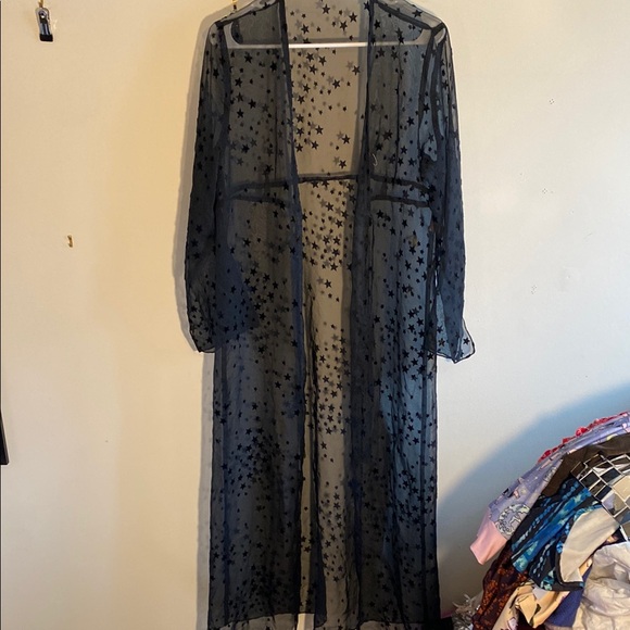 Halston Heritage Sheer Star Robe - Black - Picture 1 of 3